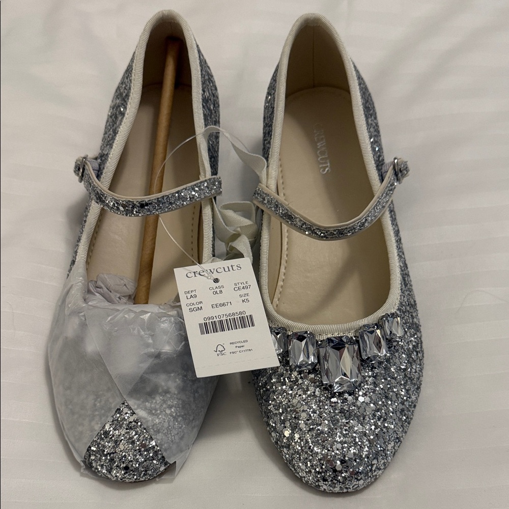 Crewcuts Glittery Silver Kids Dress Shoes